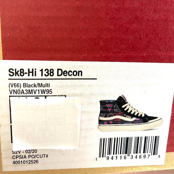 VANS 🔥SALE🔥 Sk8-Hi 138 Decon Sneakers V66 Black Multi High Top Men VN0A3MV1W95 - Picture 8 of 8